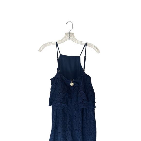 Lilly Pulitzer Navy Blue Sleeveless Resort Vacation Celyn Lace Romper Size 4 - Picture 7 of 12